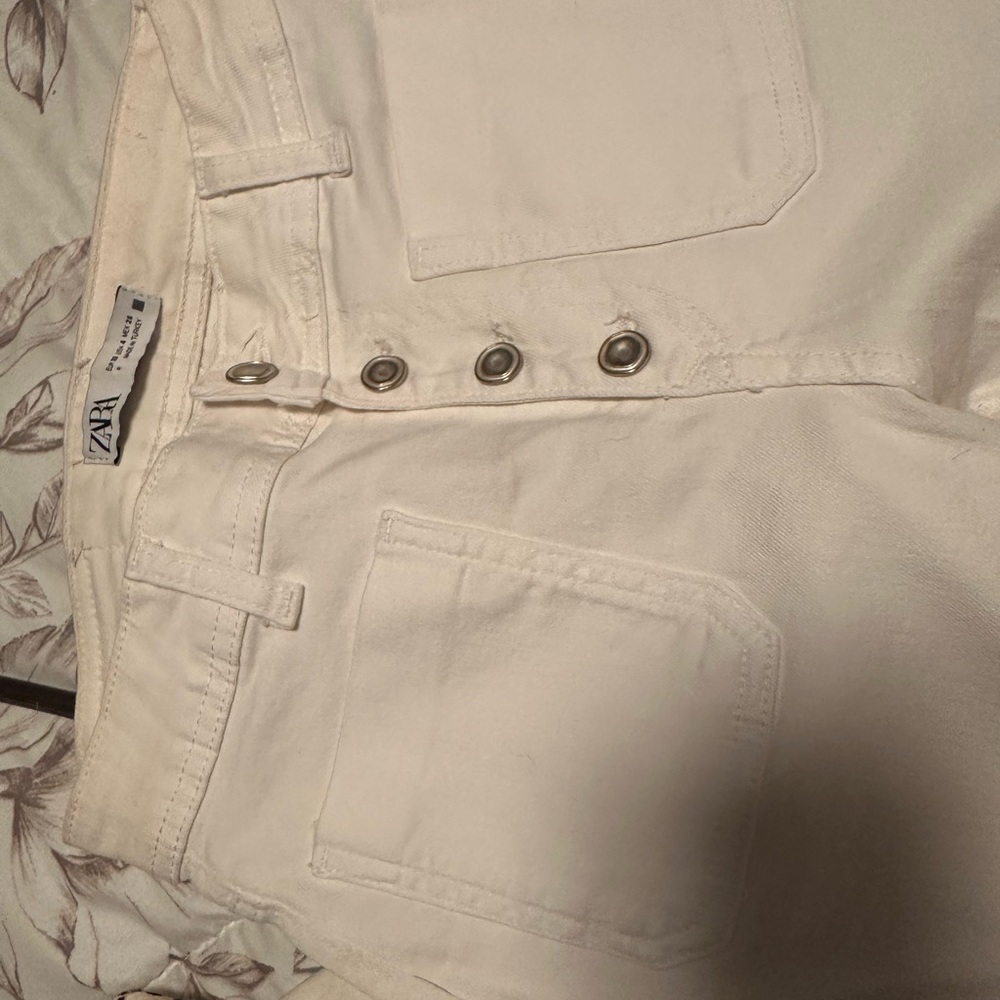 Zara Cream Button-Fly Pants
